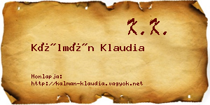 Kálmán Klaudia névjegykártya